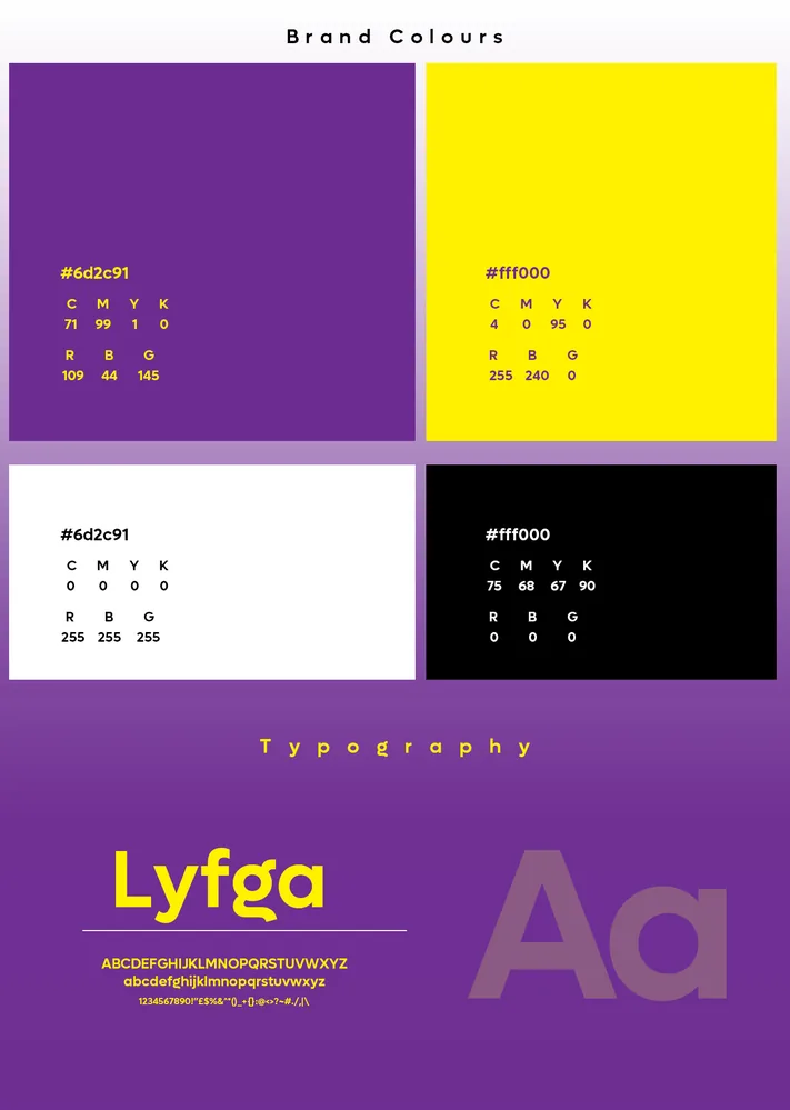 Fortune MFB colour palette and typography