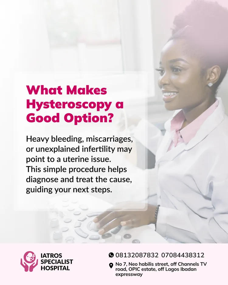 Iatros Specialist Hospital — Hysteroscopy treatment information social artwork