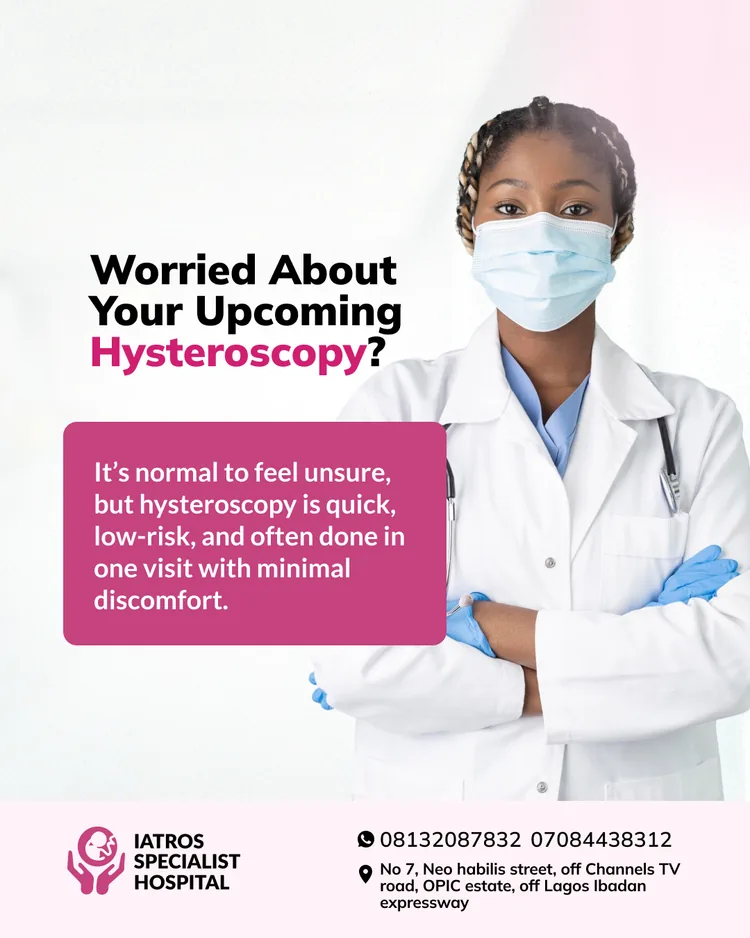 Iatros Specialist Hospital — Preparing for hysteroscopy social artwork