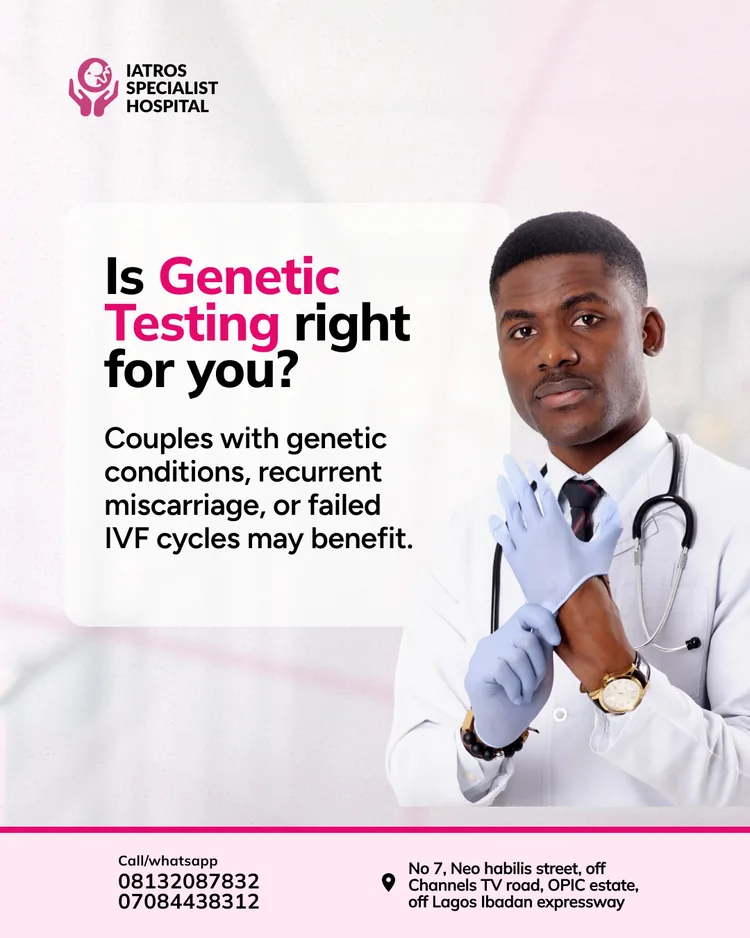 Iatros Specialist Hospital — Genetic-testing information social artwork